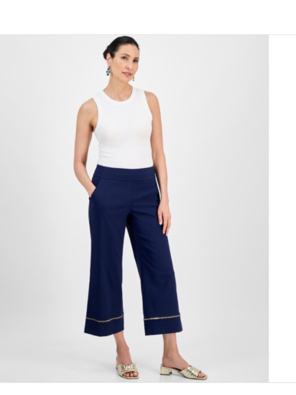 Jm Collection Women's Metallic-Trim Pull-on Capri Pants